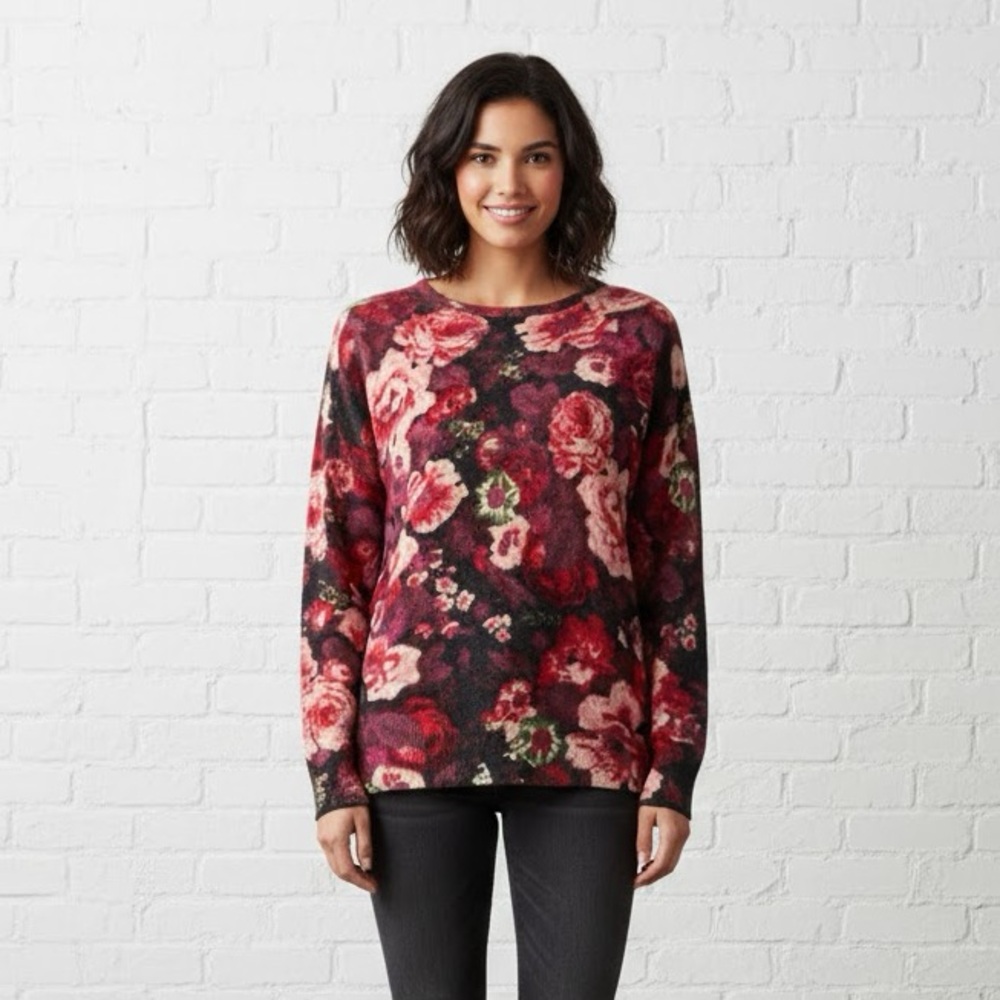 Vintage | Luis de Maire | Floral Print Angora Lambswool Sweater Size L